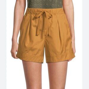 Vince Box Pleat Drawstring Shorts in Gold Ochre